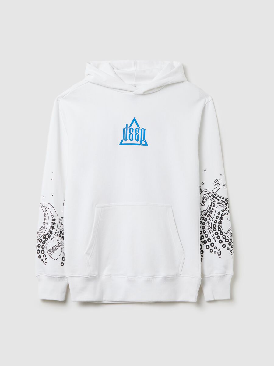 White sweatshirt with hood and tentacles print_3