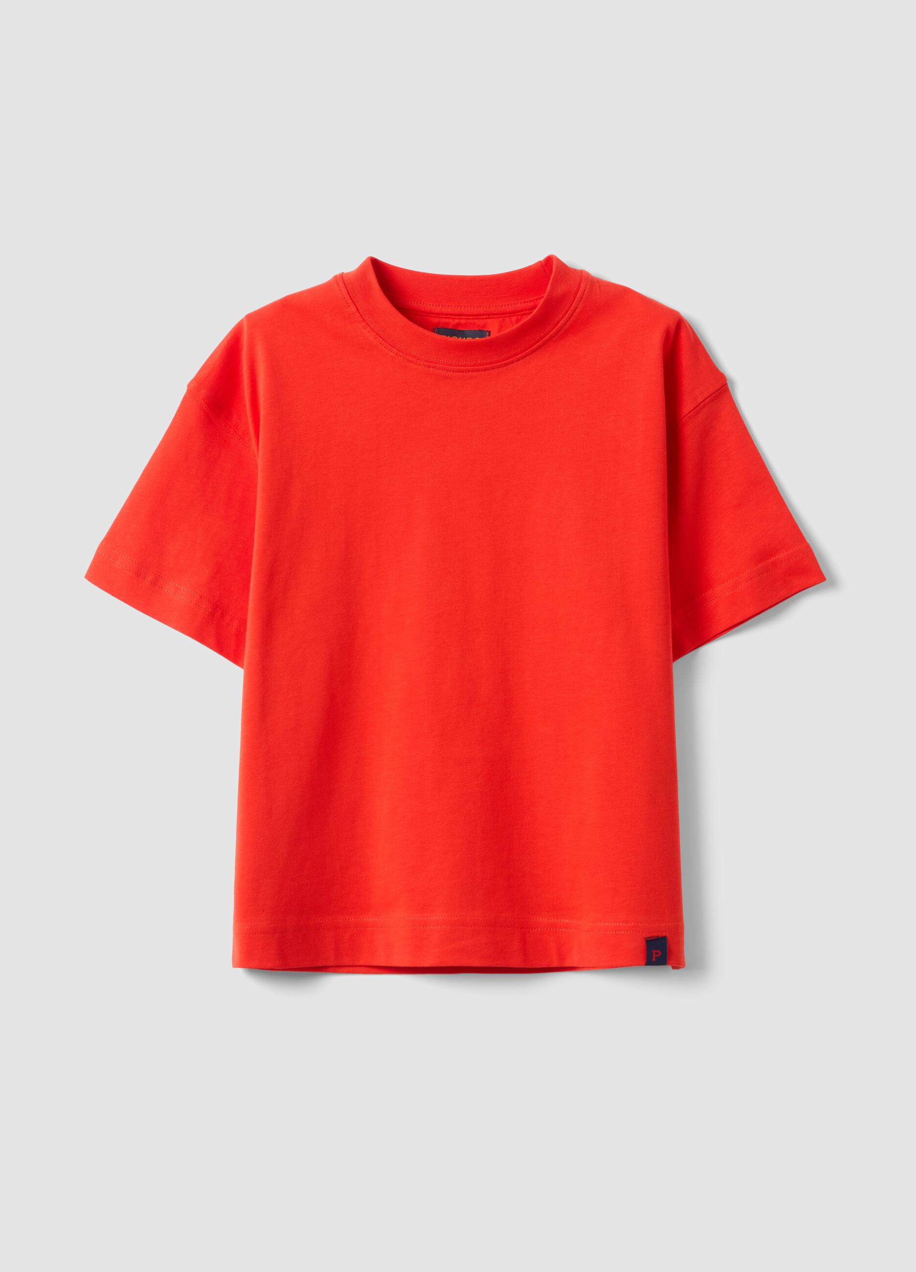 Orange pure cotton oversized fit kids' T-shirt