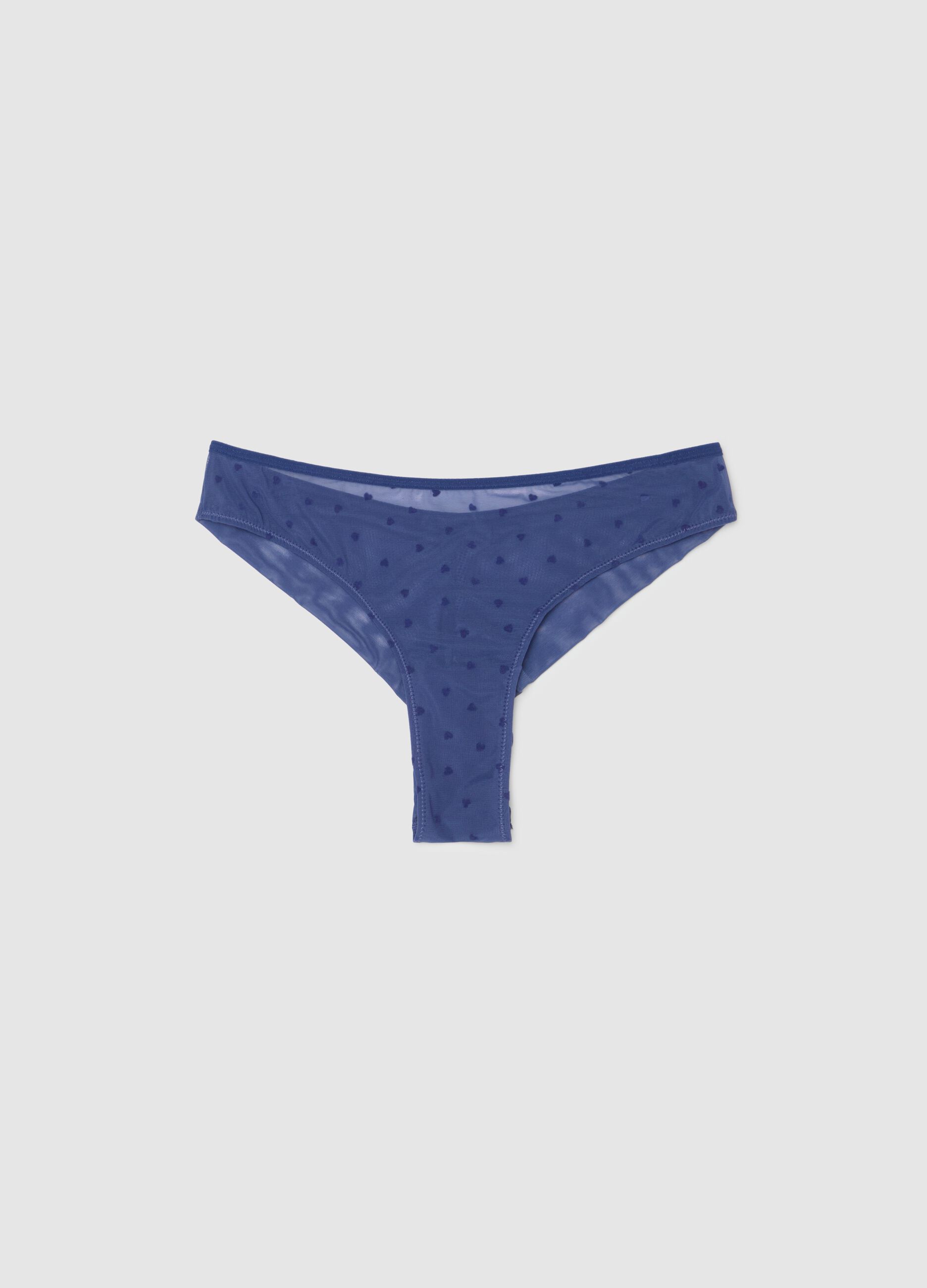 Mesh Brazilian-cut briefs with small hearts