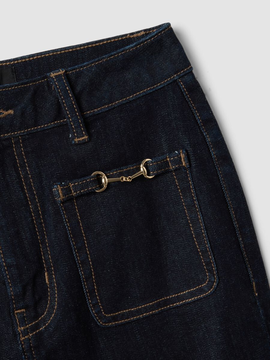Blue stretch cotton flared jeans_5