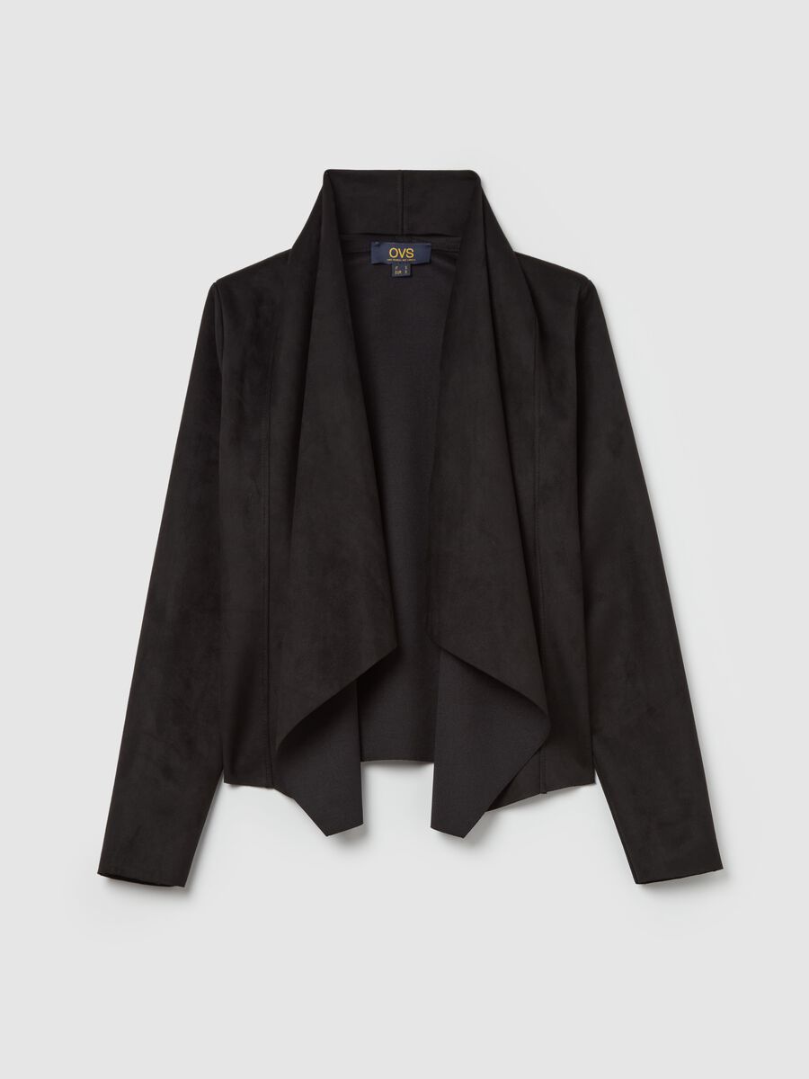 Giacca corta aperta scamosciata_4