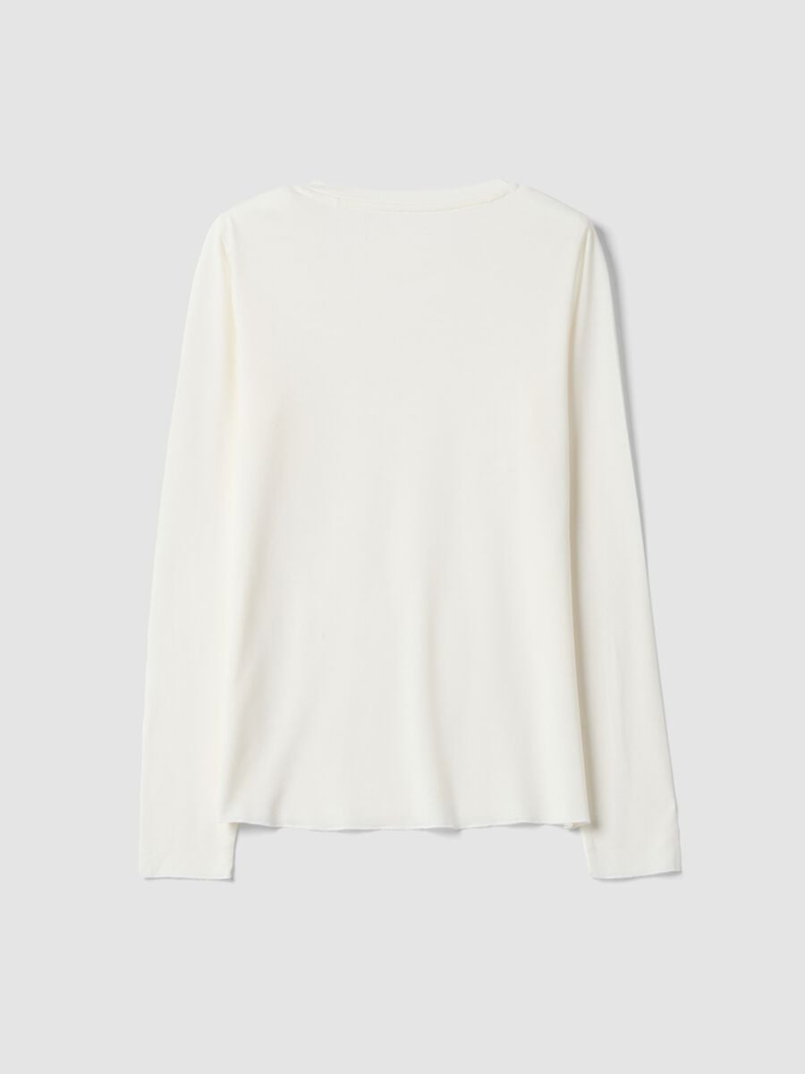 T-shirt bianca in modal elasticizzato con girocollo regular fit_2