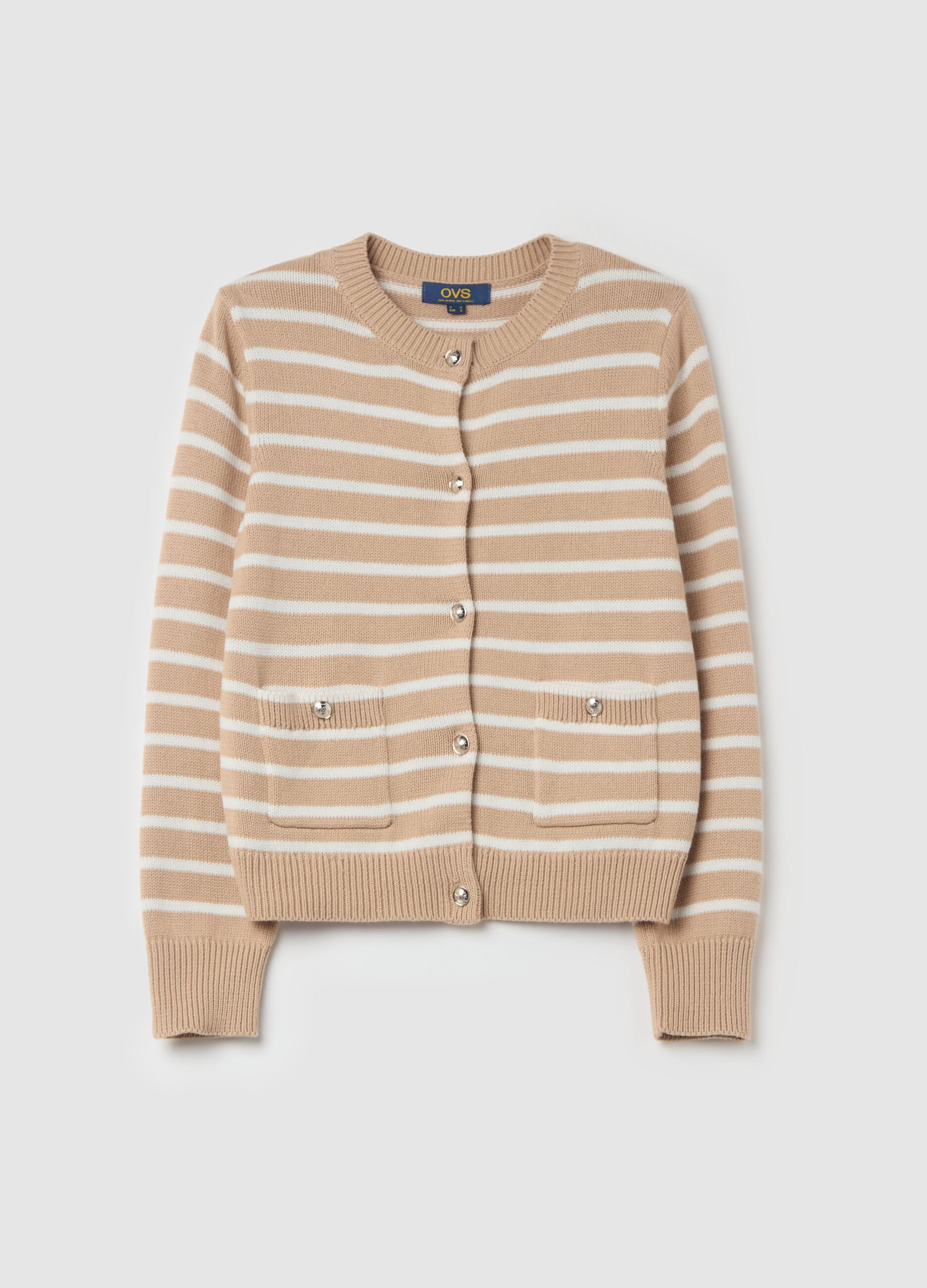 Striped cardigan with gold-coloured buttons