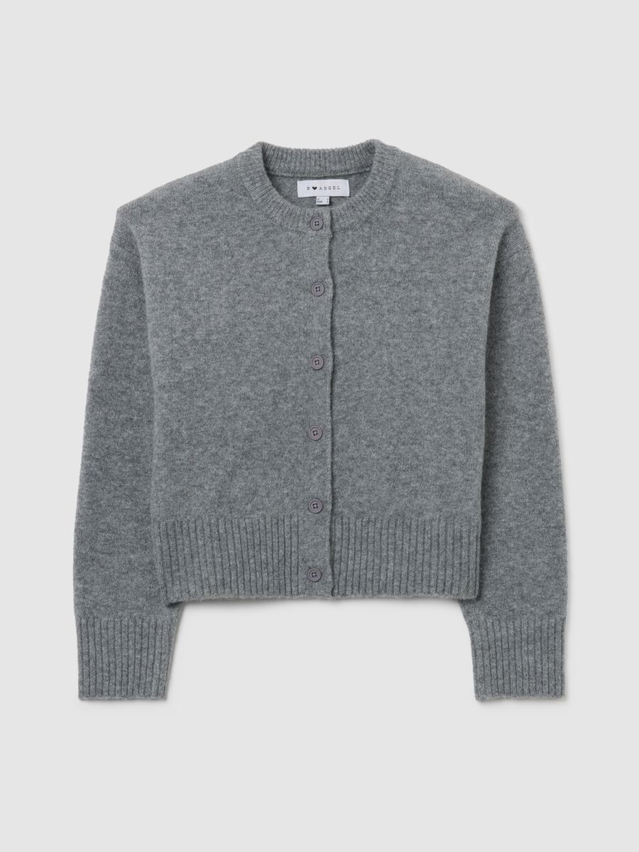 Cardigan grigio regular fit con bottoni_4