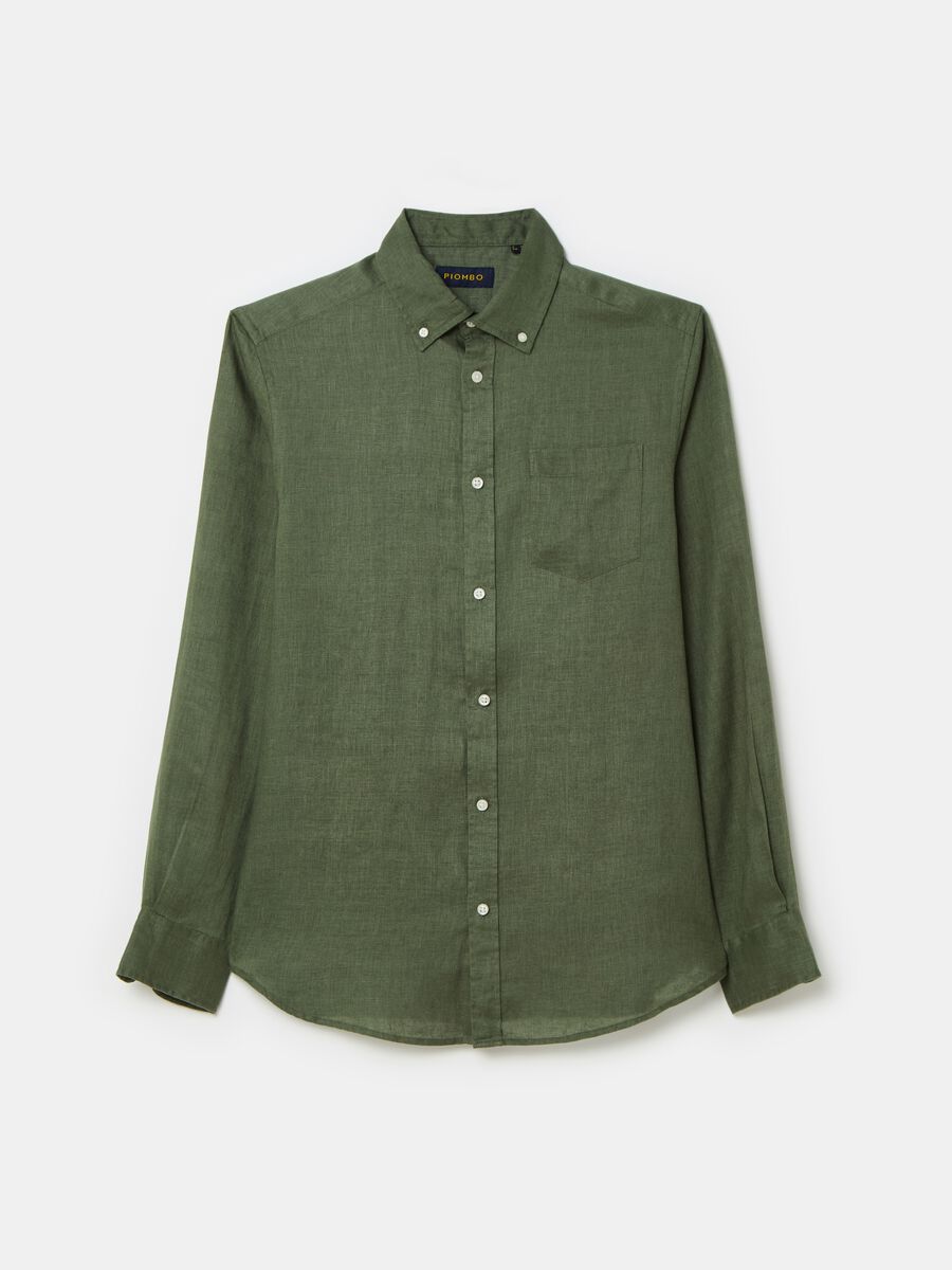 Regular-fit shirt in linen with pocket_3