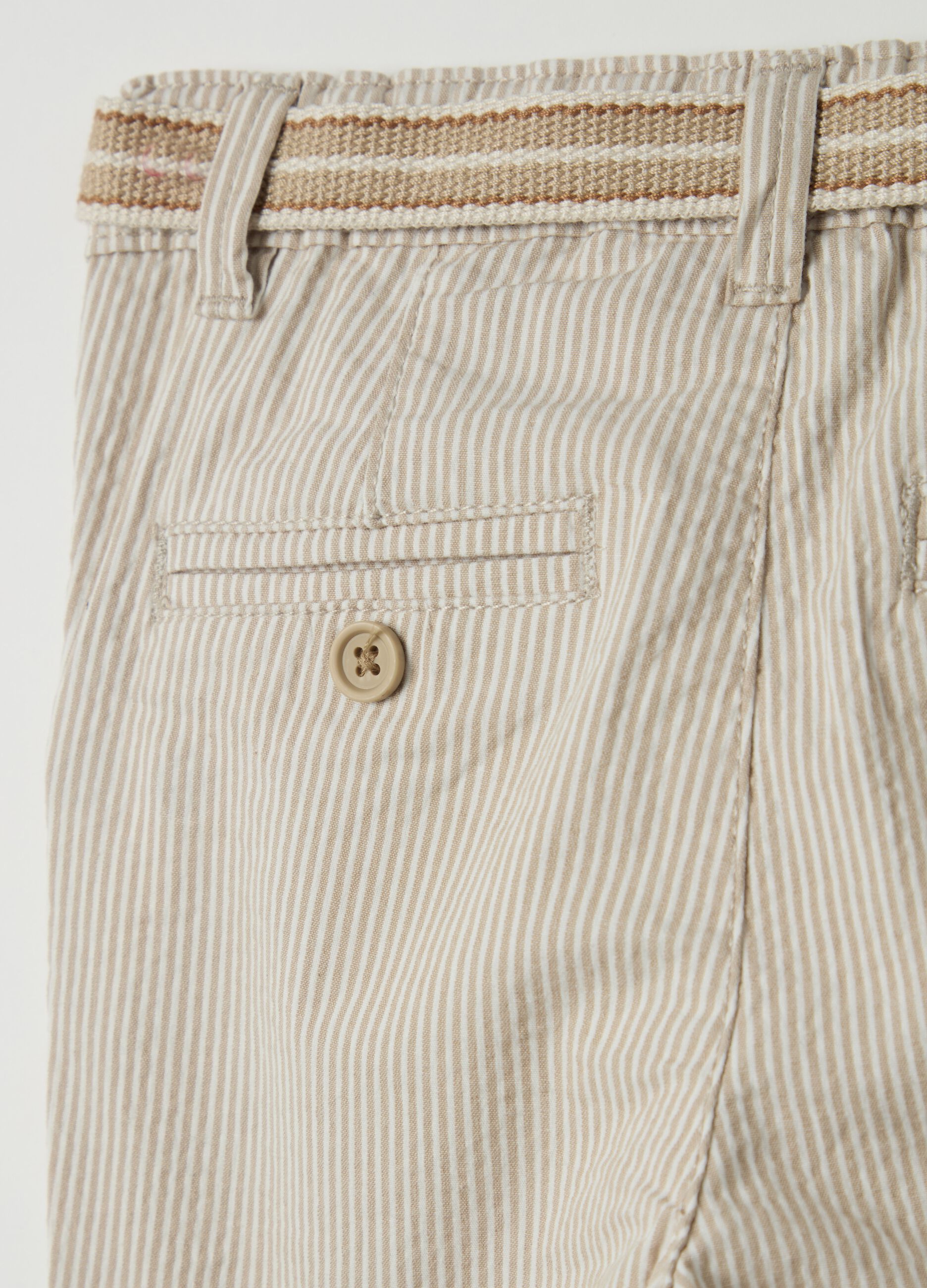 Striped chino trousers with belt
