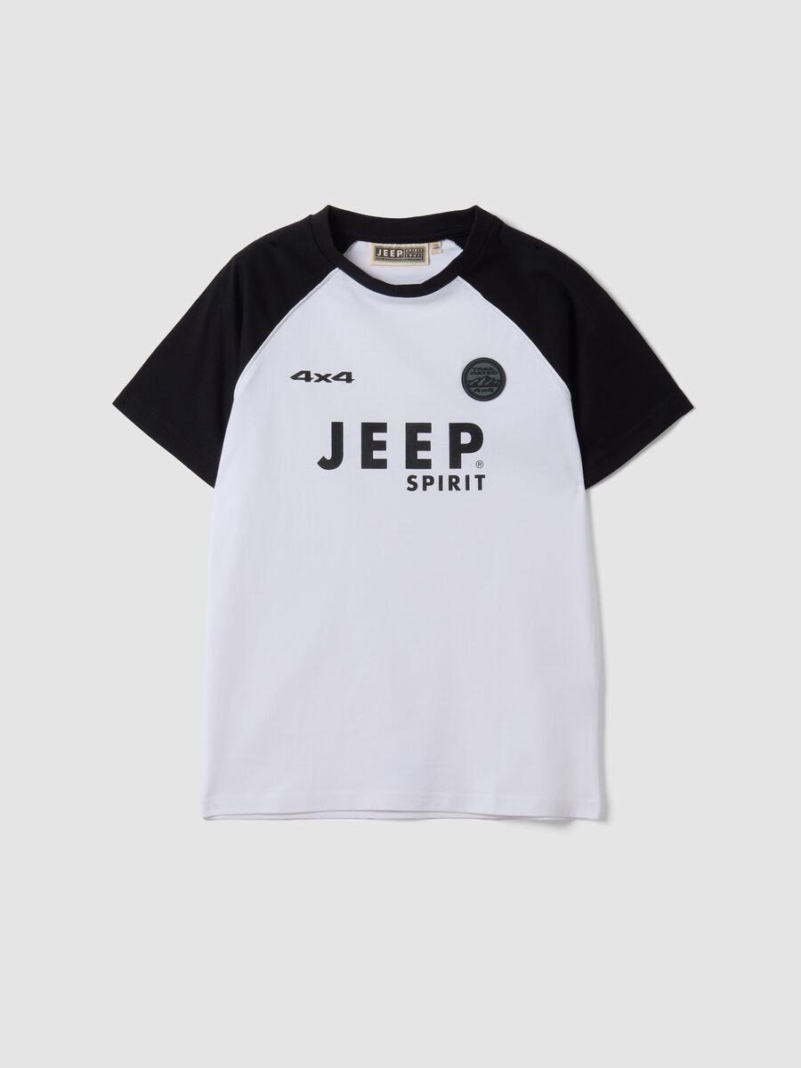 T-shirt bianca in puro cotone con maniche raglan per ragazzo_3