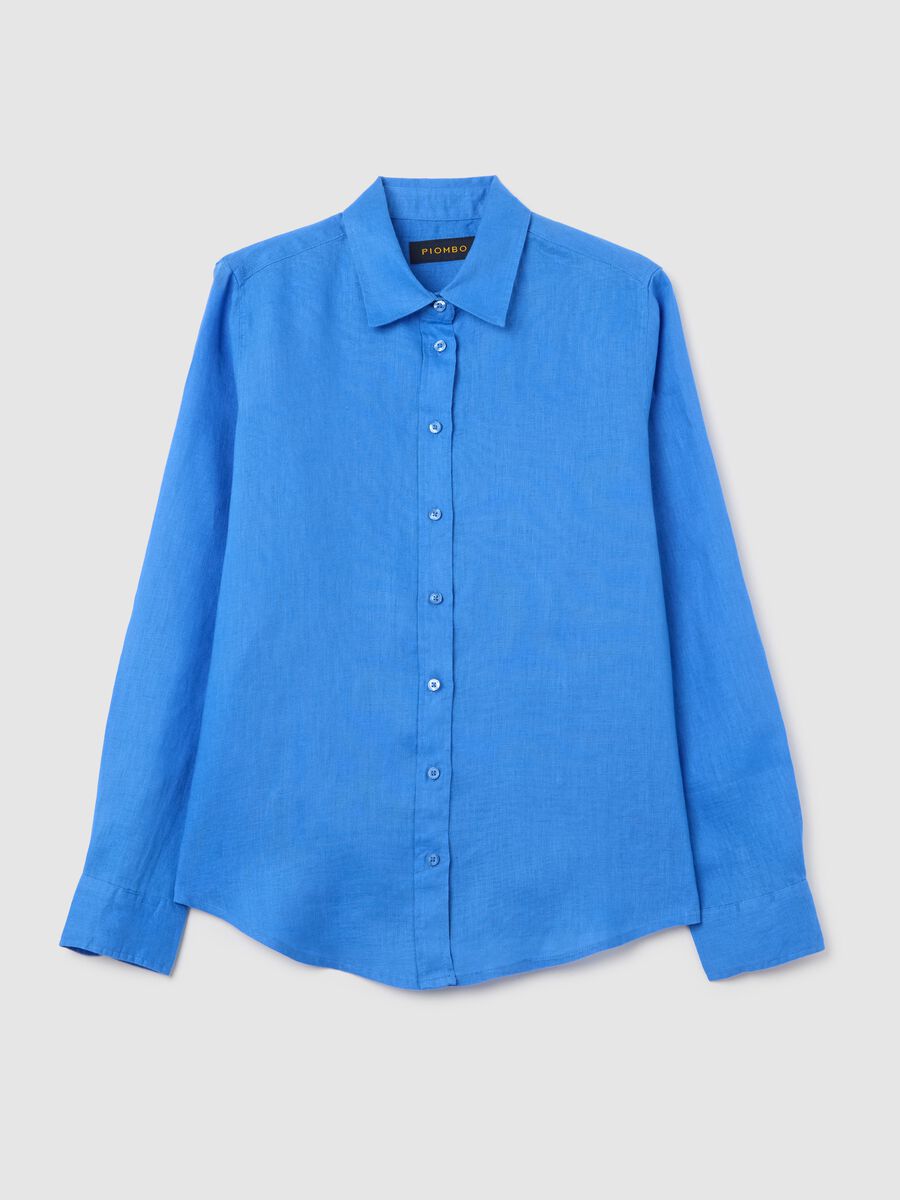 Light blue regular-fit shirt in linen_4