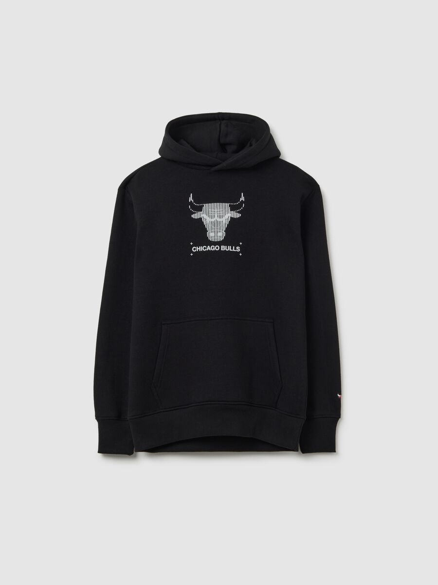 Felpa da bambino in misto cotone nero regular fit Chicago Bulls_0