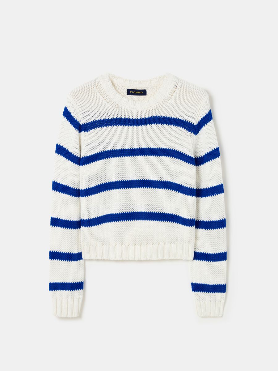 Cropped pullover in striped cotton_3