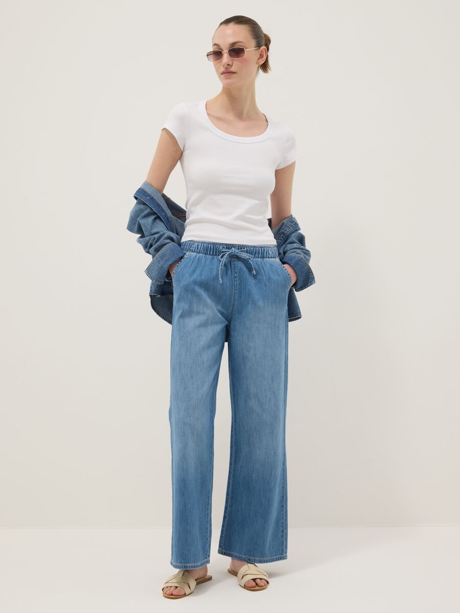 White stretch cotton fitted short sleeve T-shirt_2