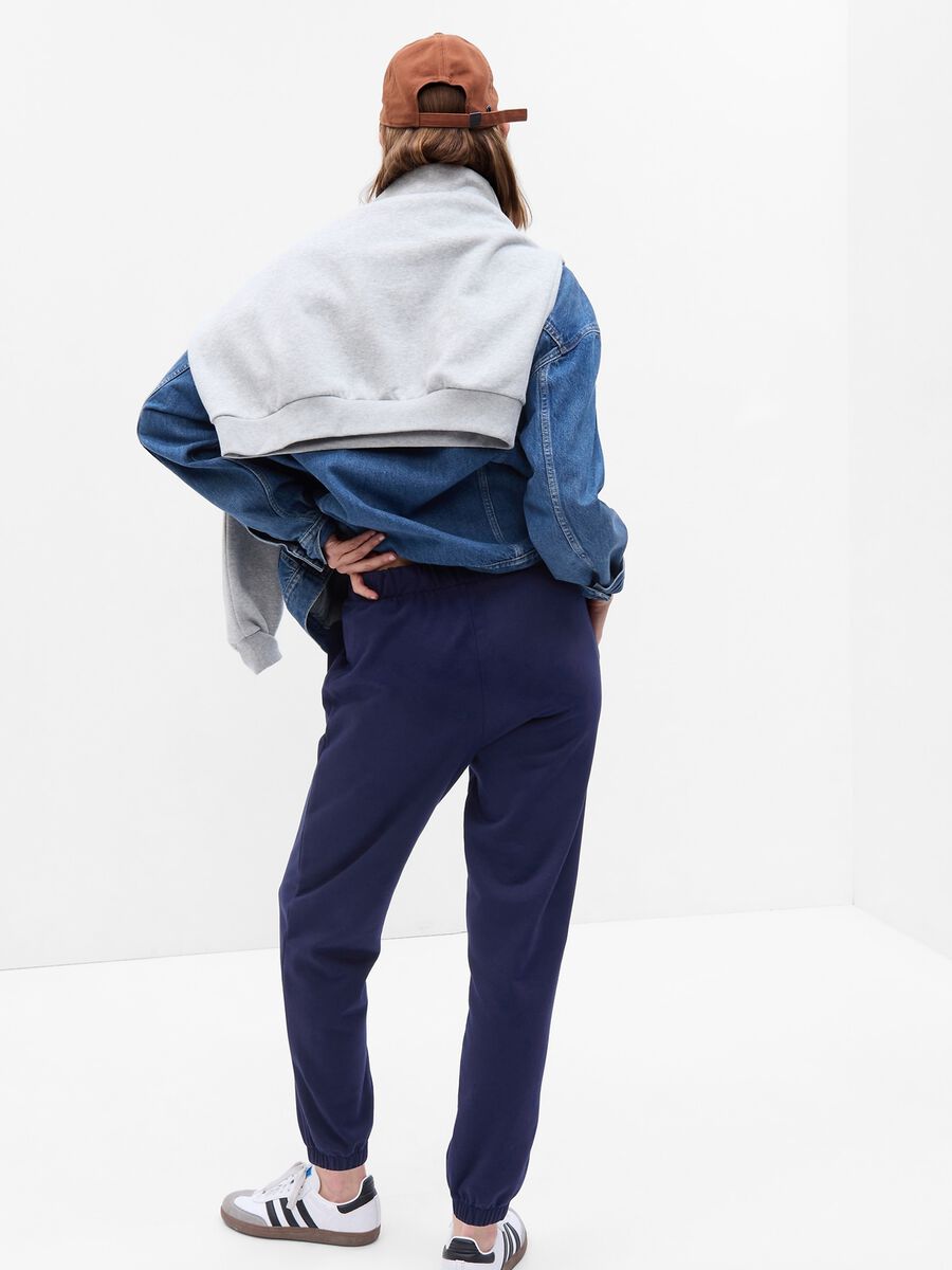 Joggers a vita alta in French Terry con ricamo logo_1
