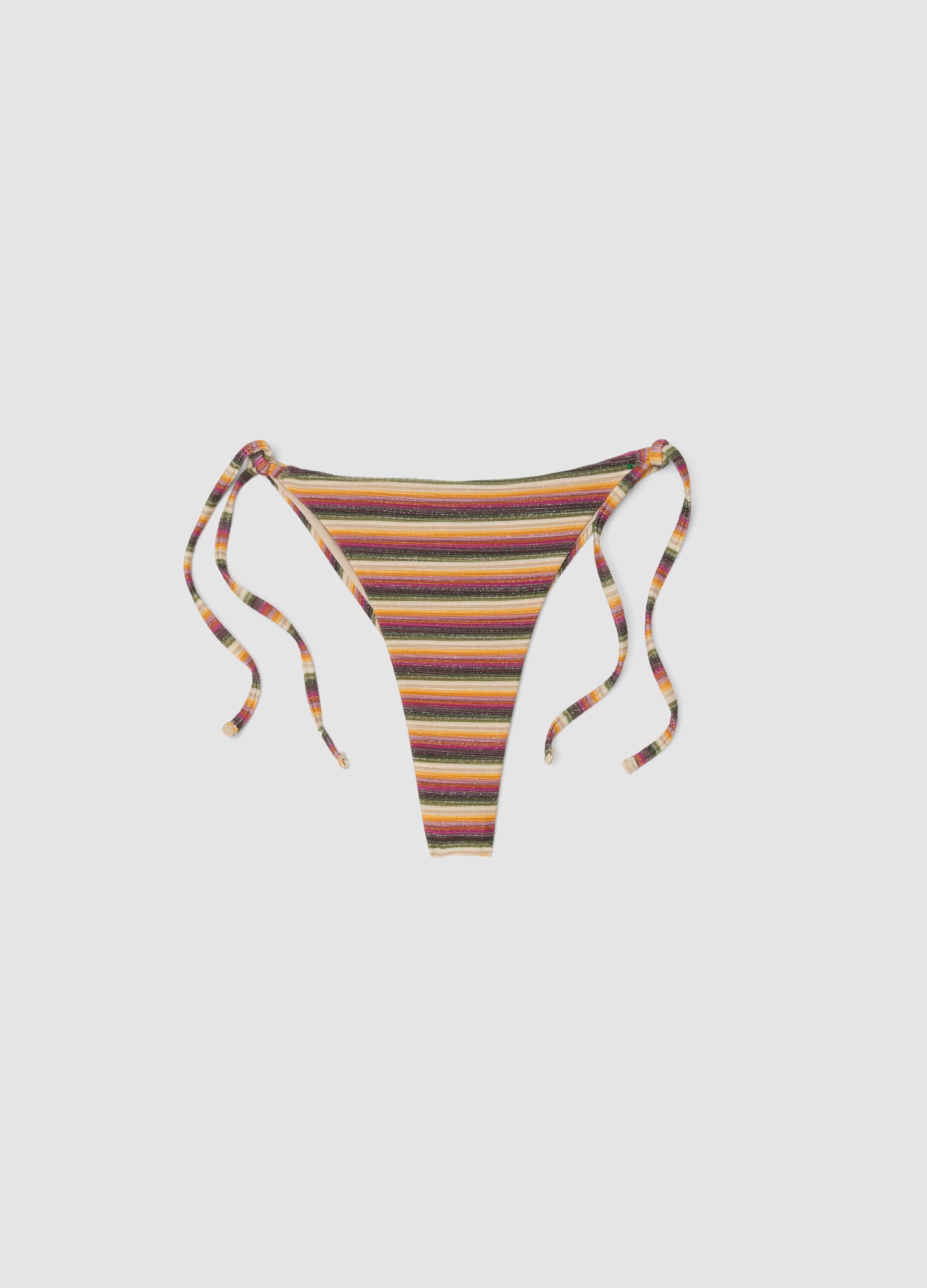 Multicolour striped stretch bikini bottoms