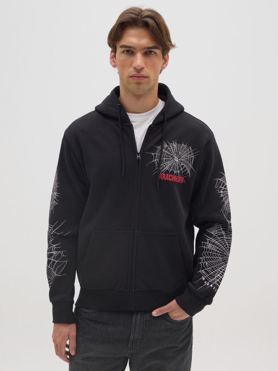 Black cotton-blend hoodie_0