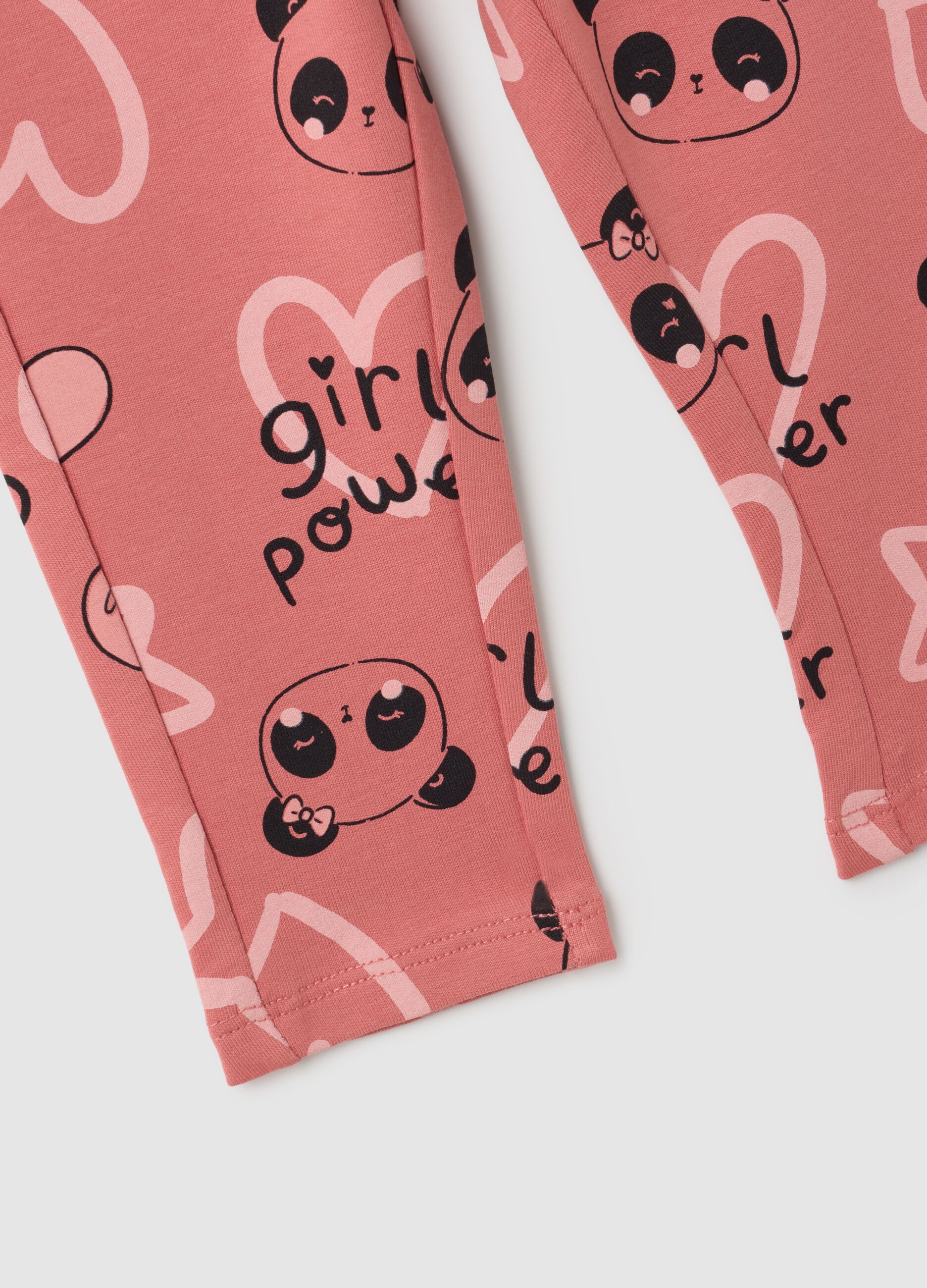 Treggings da neonata in cotone elasticizzato rosa
