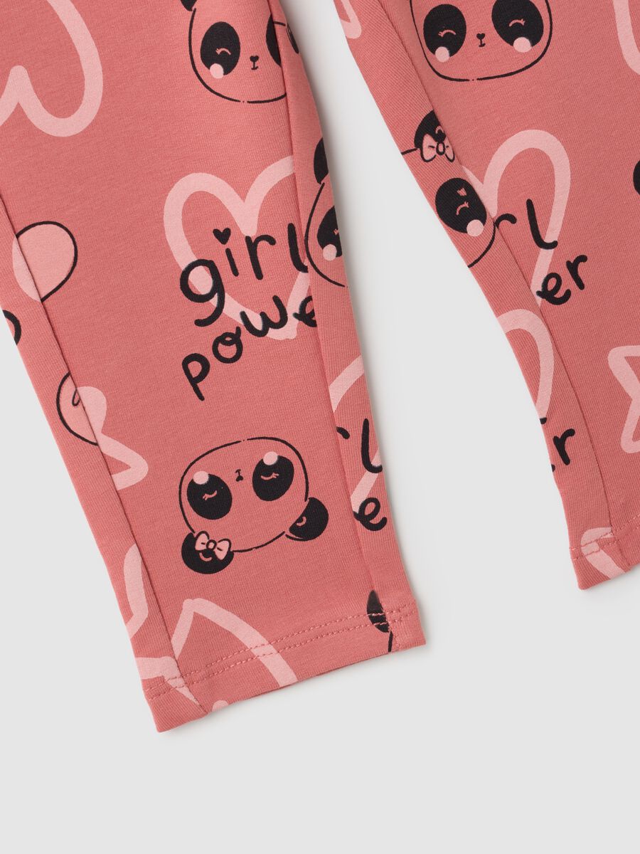 Treggings da neonata in cotone elasticizzato rosa_3
