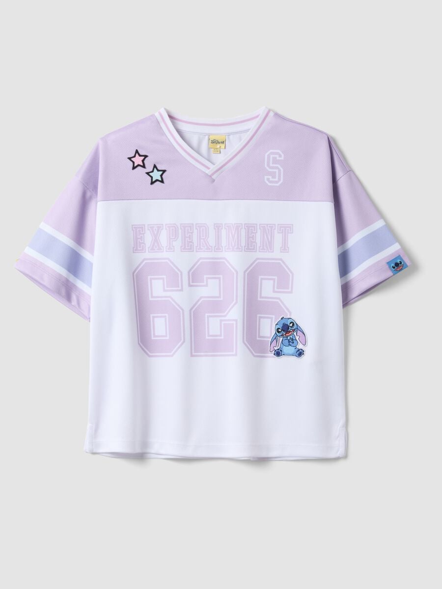 T-shirt in puro cotone multicolor da ragazza boxy fit con Stitch_3