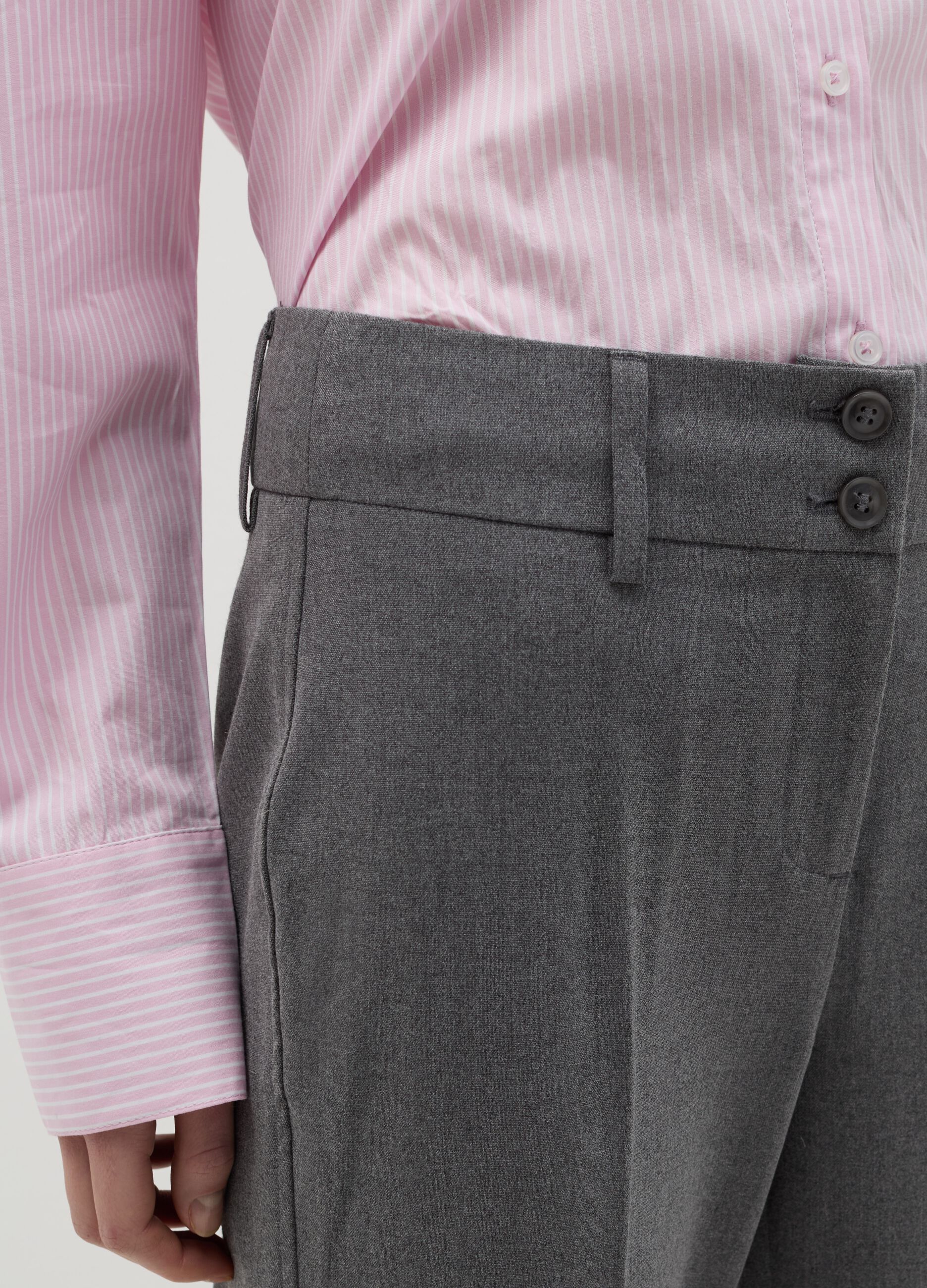 Flare-fit trousers with double button