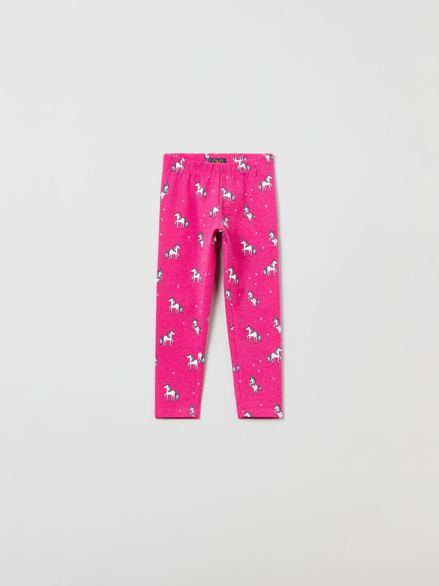 Printed stretch cotton leggings_0