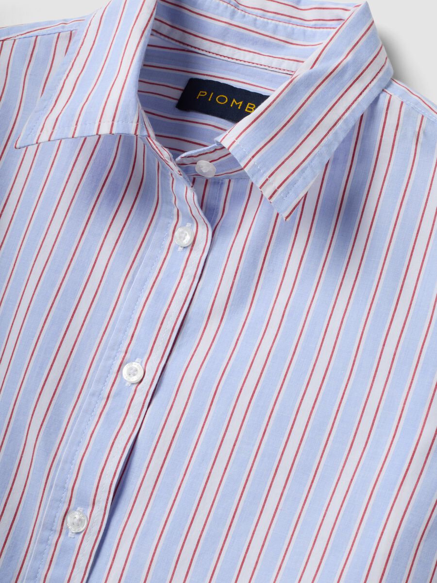 Camicia azzurra a righe rosse in popeline regular fit_2