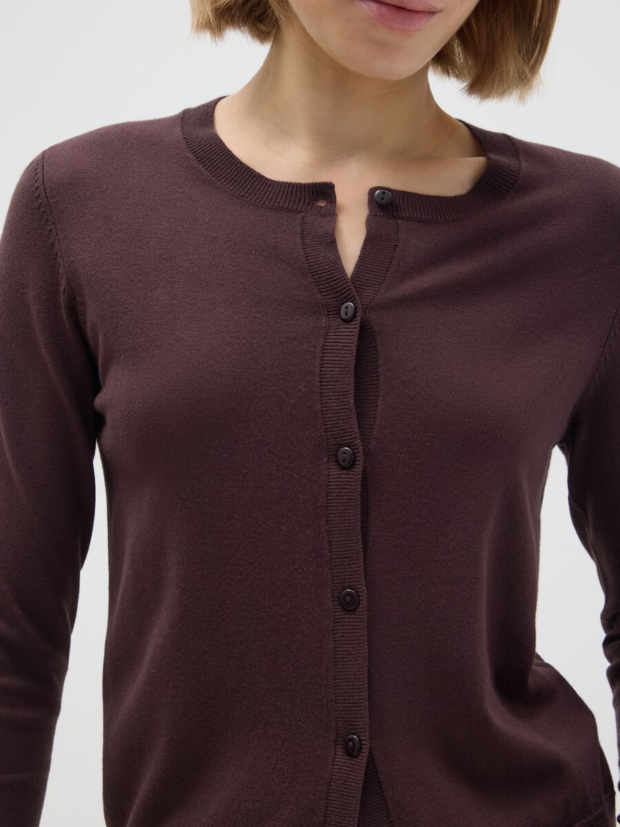 Brown viscose blend cardigan regular fit_3