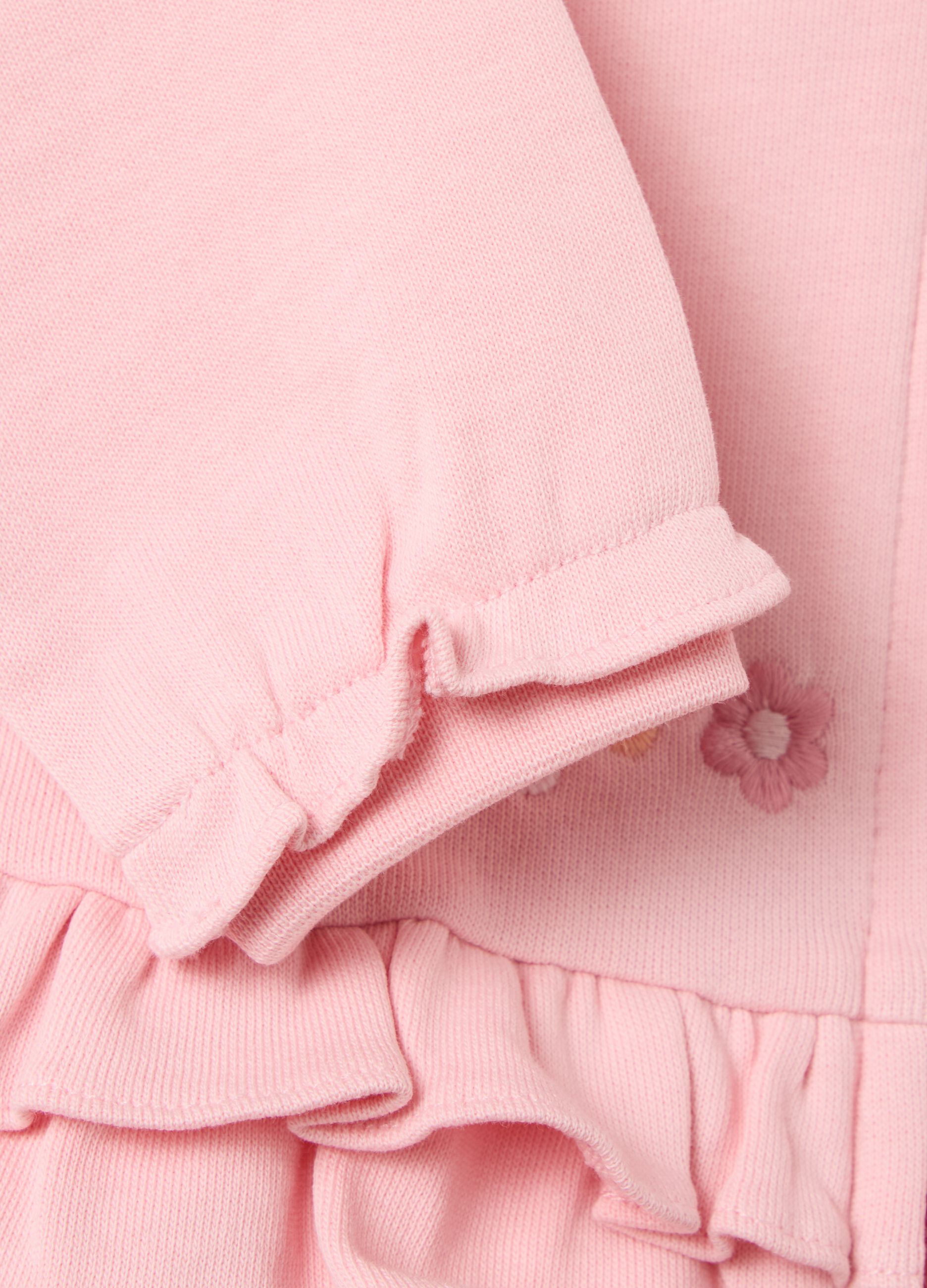 Full-zip in French Terry with embroidered flowers