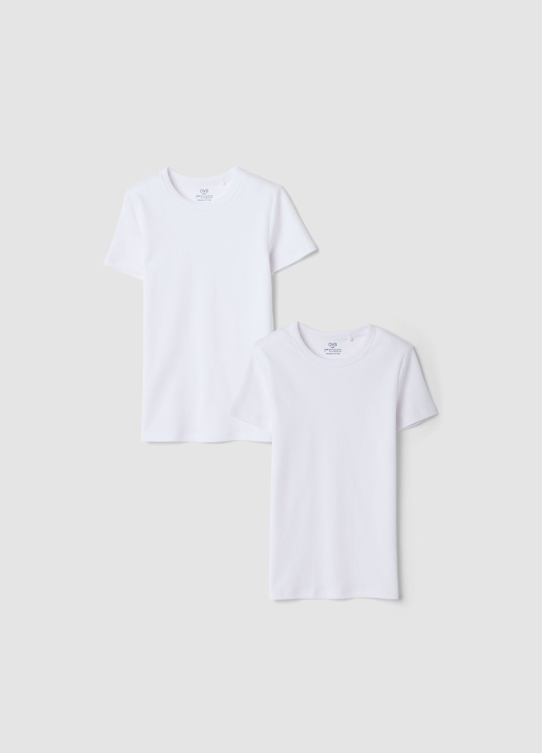 Bipack di t-shirt bianche girocollo in puro cotone organico