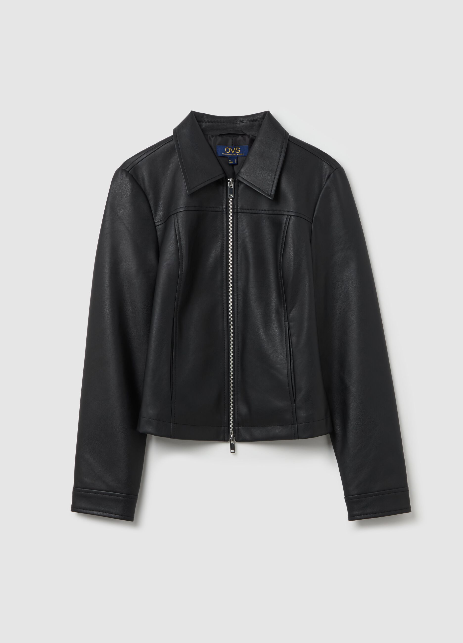 Giacca corta full-zip effetto lucido