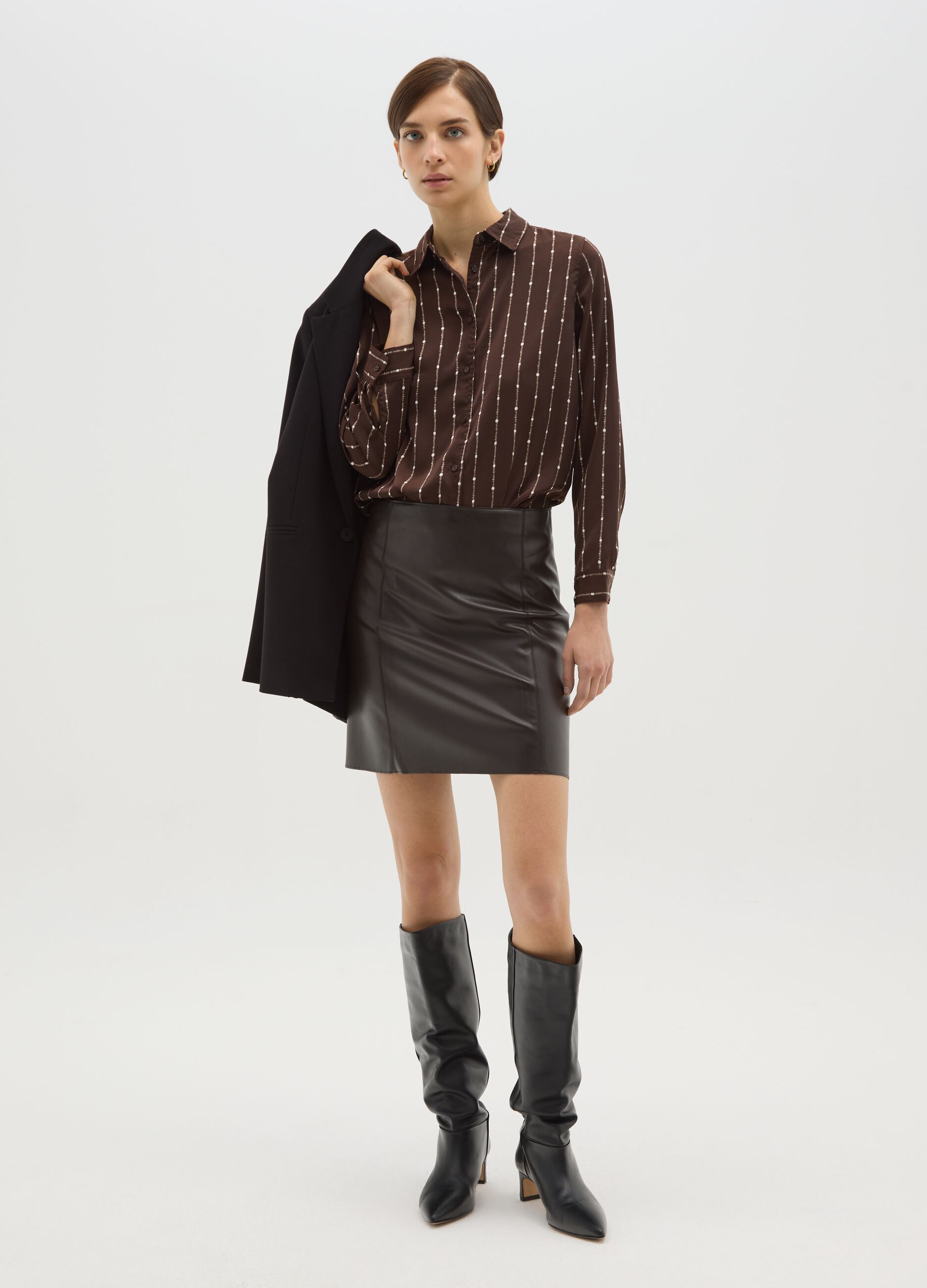 Multicolour striped satin shirt with regular fit