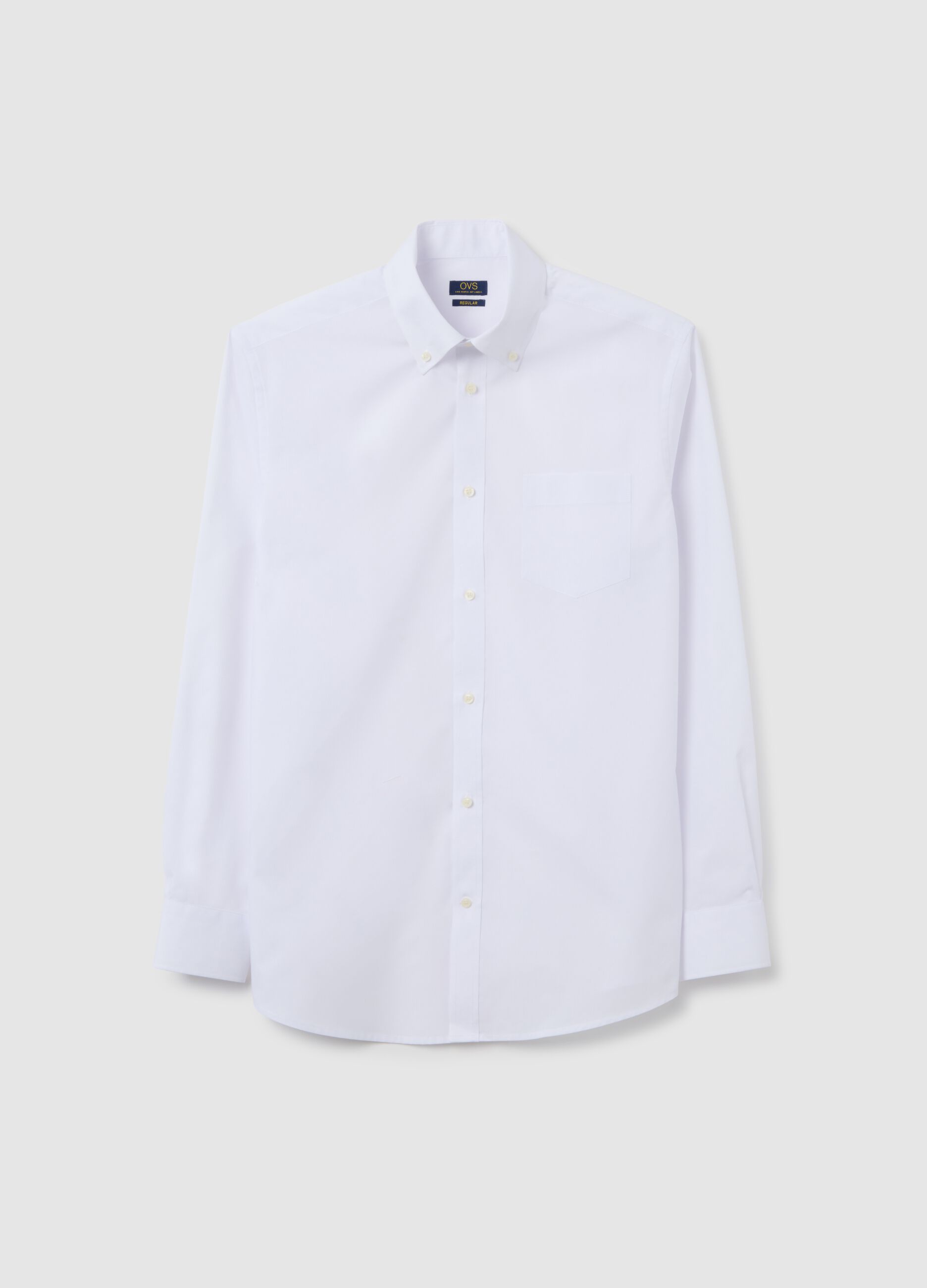 White cotton blend regular fit easy iron shirt