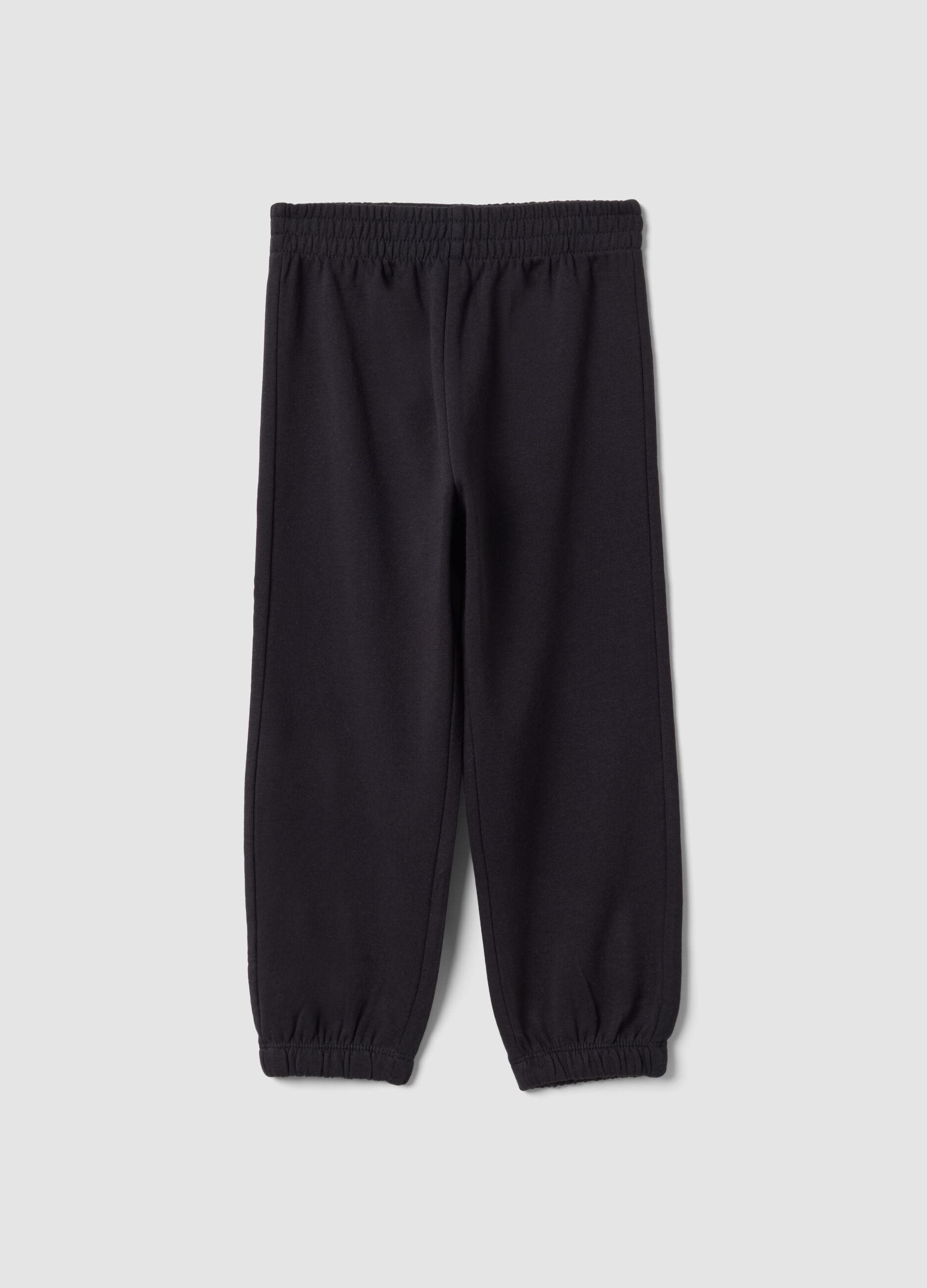 Black pure cotton regular-fit joggers for girls