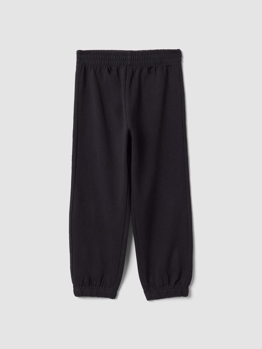 Pantaloni jogger neri in puro cotone regular fit per bambina_0