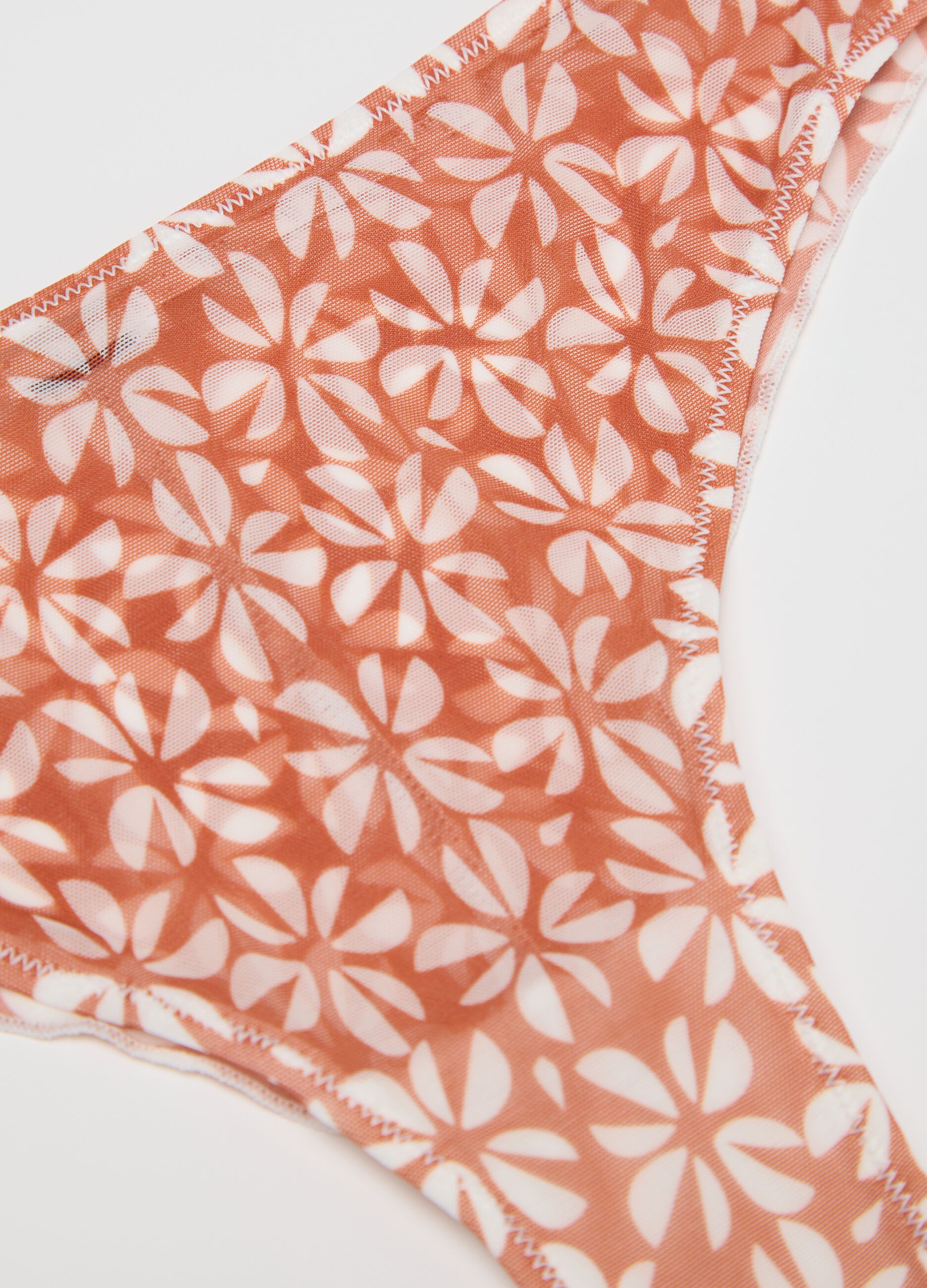Women’s briefs in multicoloured stretch fabric with floral design