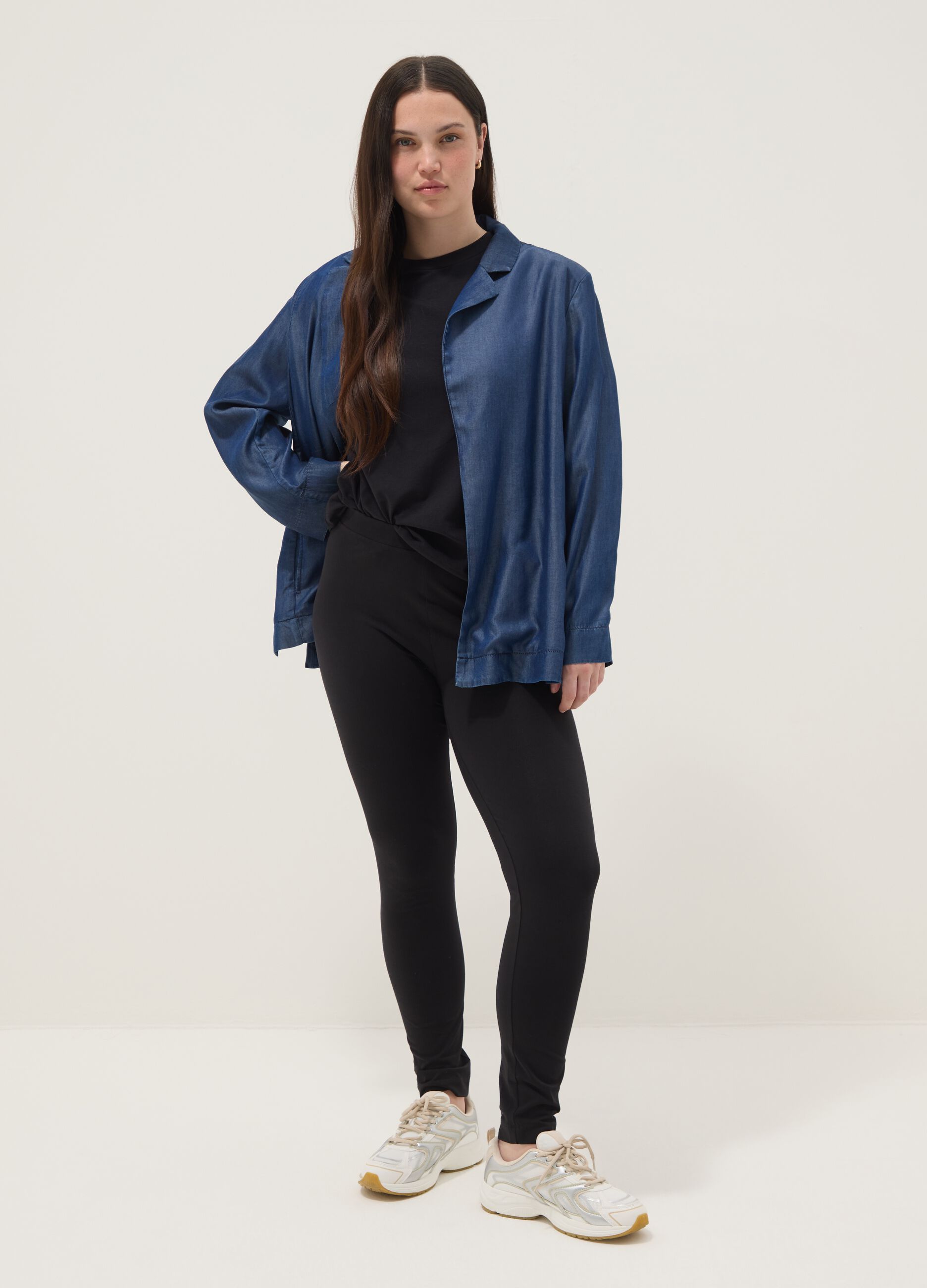 Leggings skinny fit neri in cotone elasticizzato