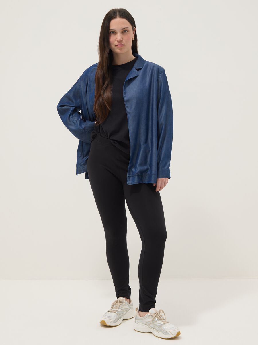 Leggings skinny fit neri in cotone elasticizzato_0