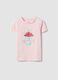 Girls' pink regular fit pure cotton t-shirt with print_0