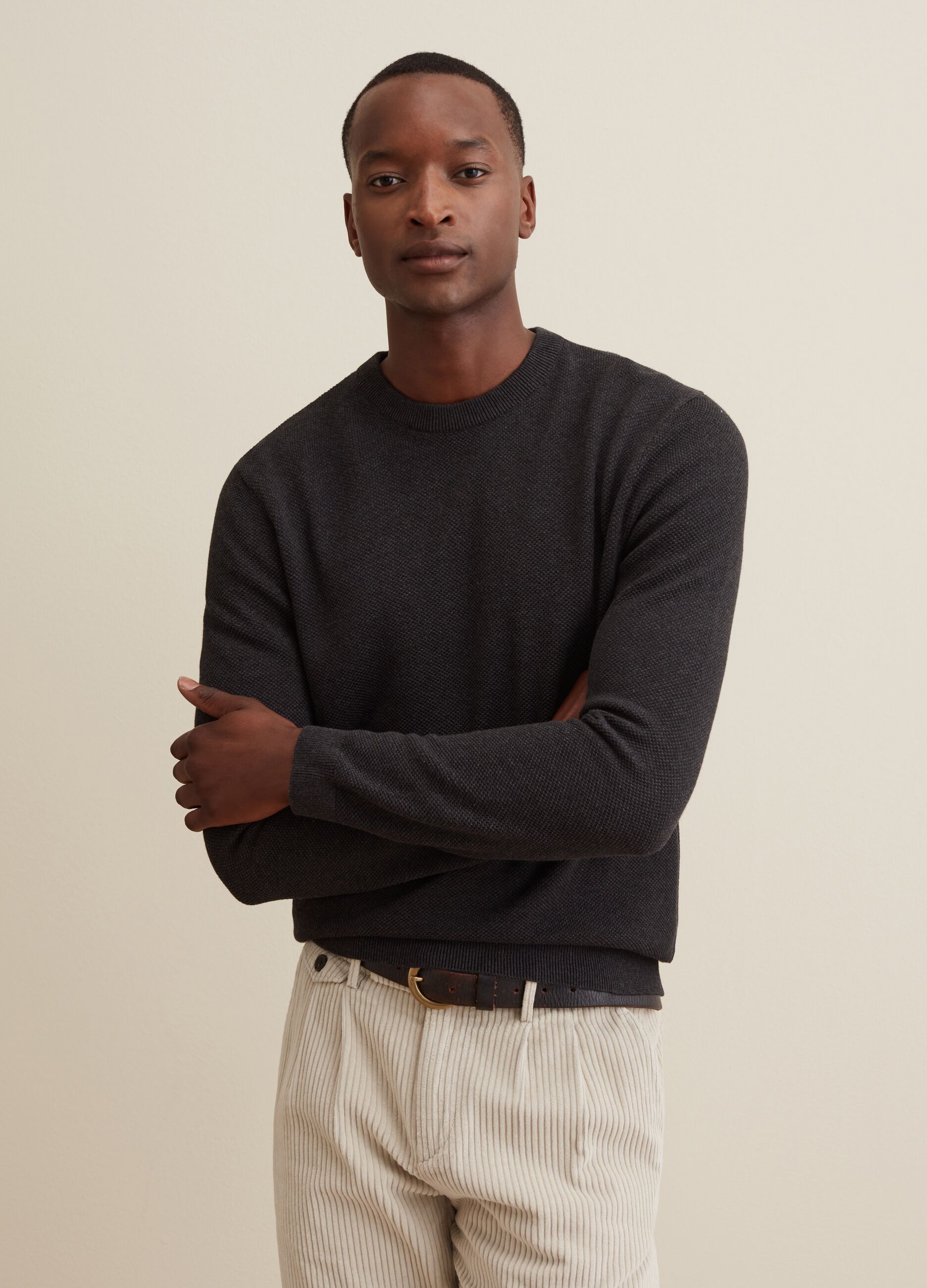 Pullover in piquet con scollo rotondo_0