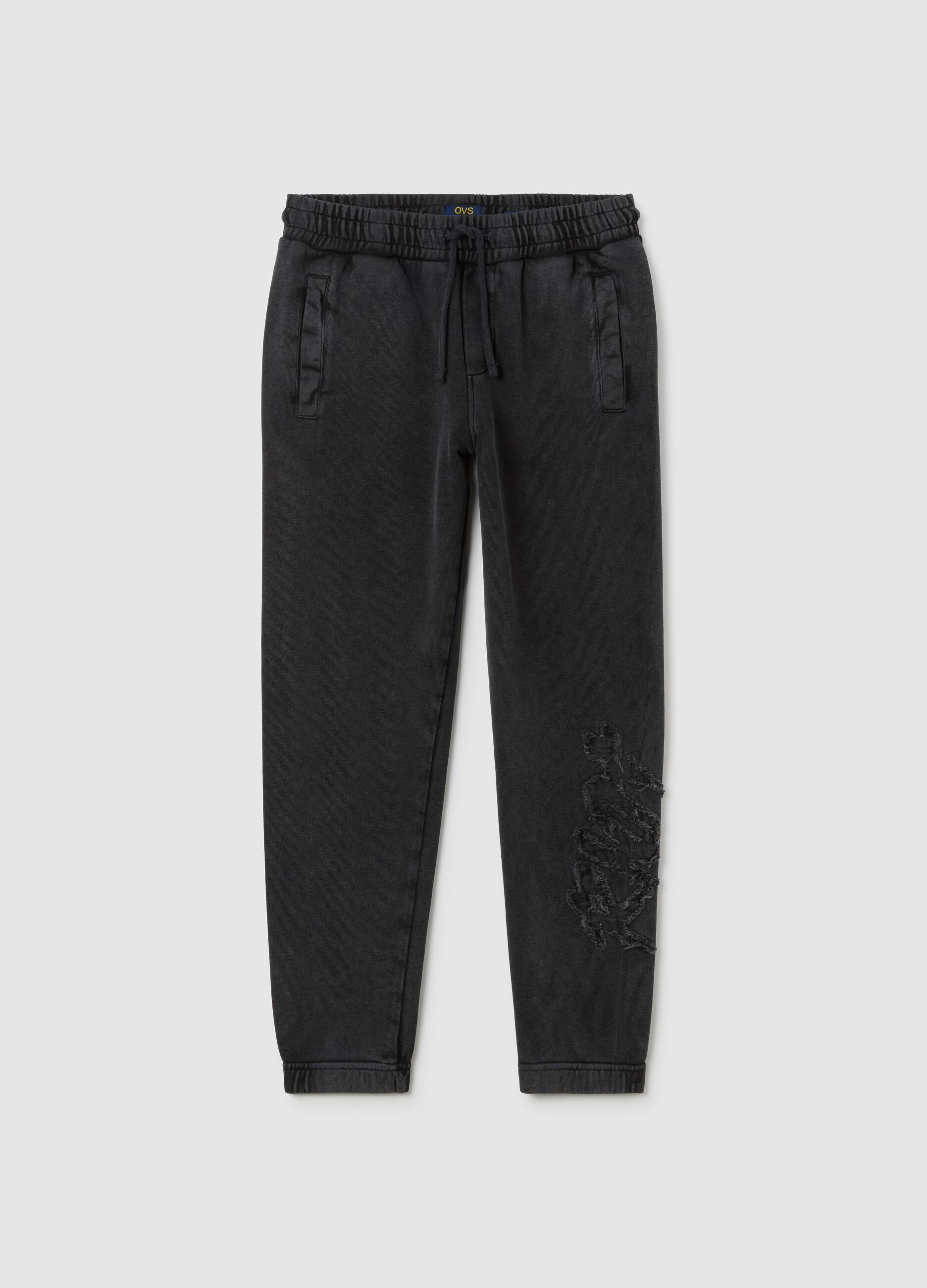 Boys' black pure cotton joggers