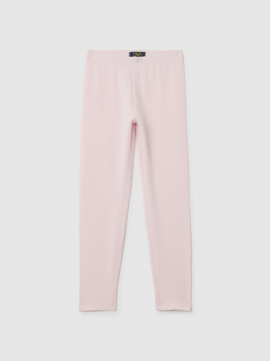 Girls' Pink Stretch Cotton Leggings_0
