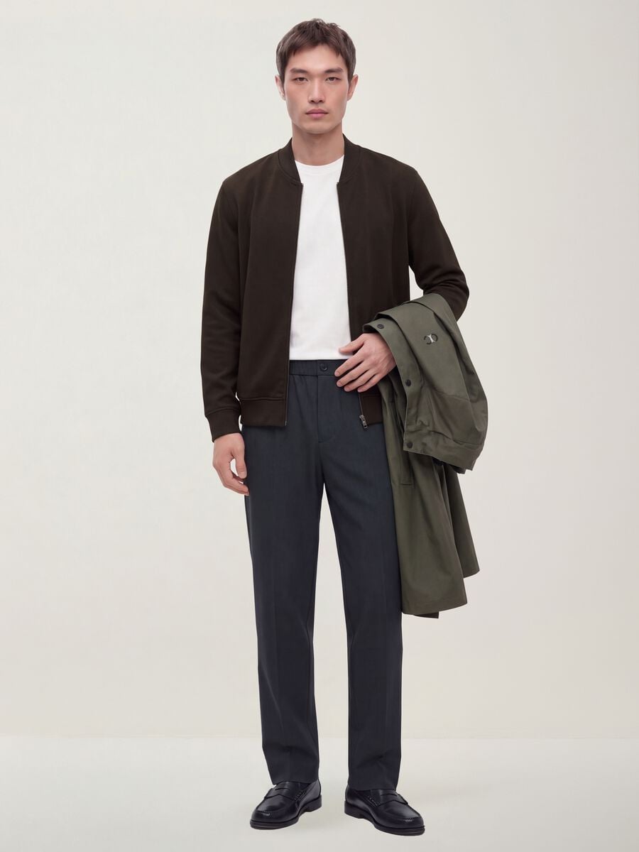 Pantaloni chino grigi in twill di viscosa elasticizzata slim fit_0