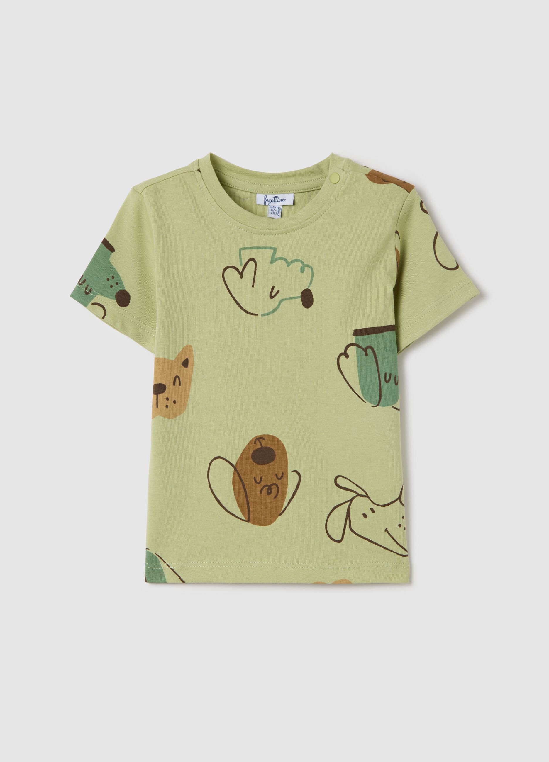 Cotton T-shirt with puppy print