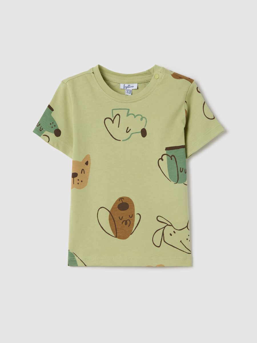 Cotton T-shirt with puppy print_0