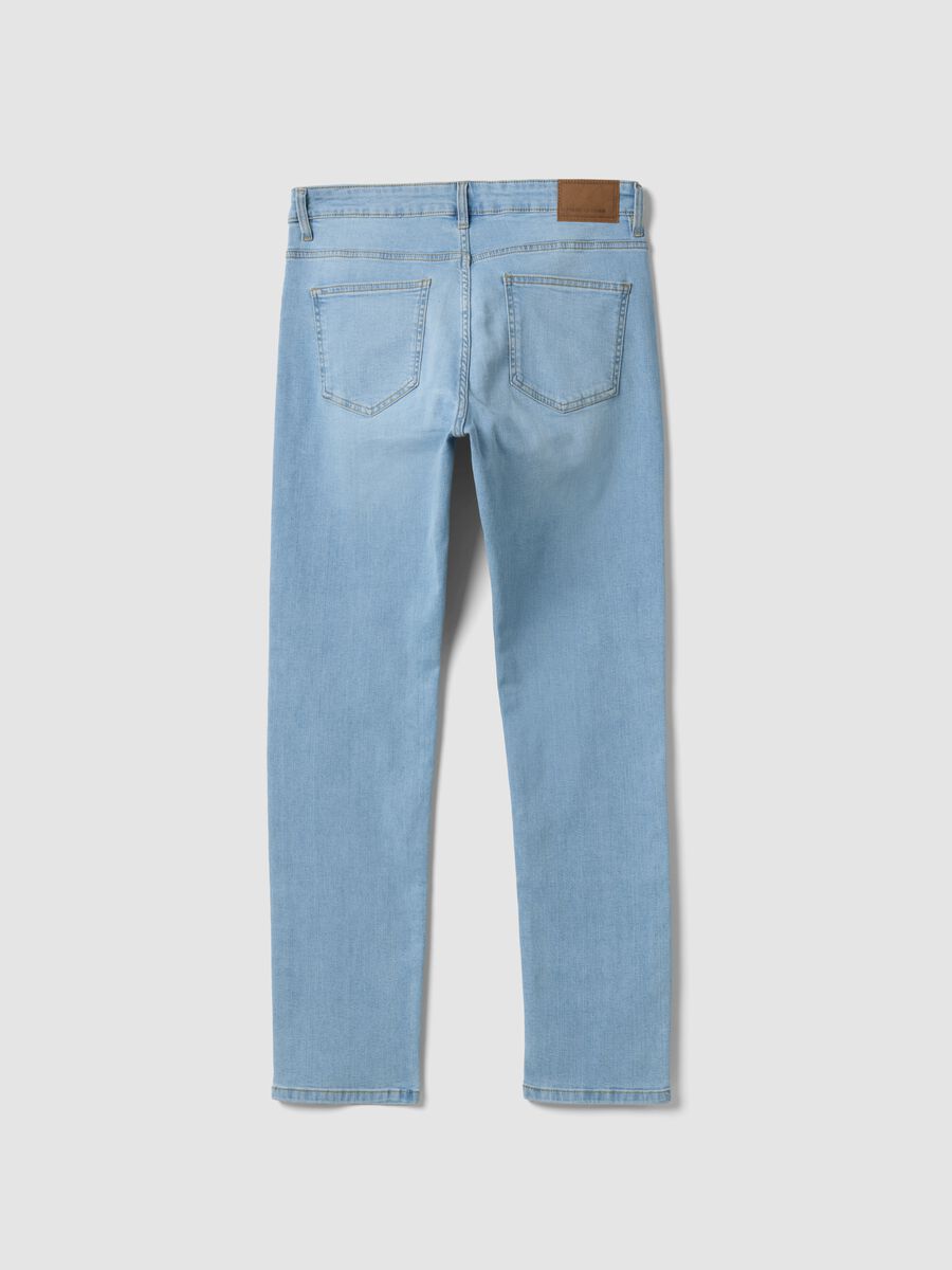 Jeans azzurri in cotone elasticizzato slim fit_5
