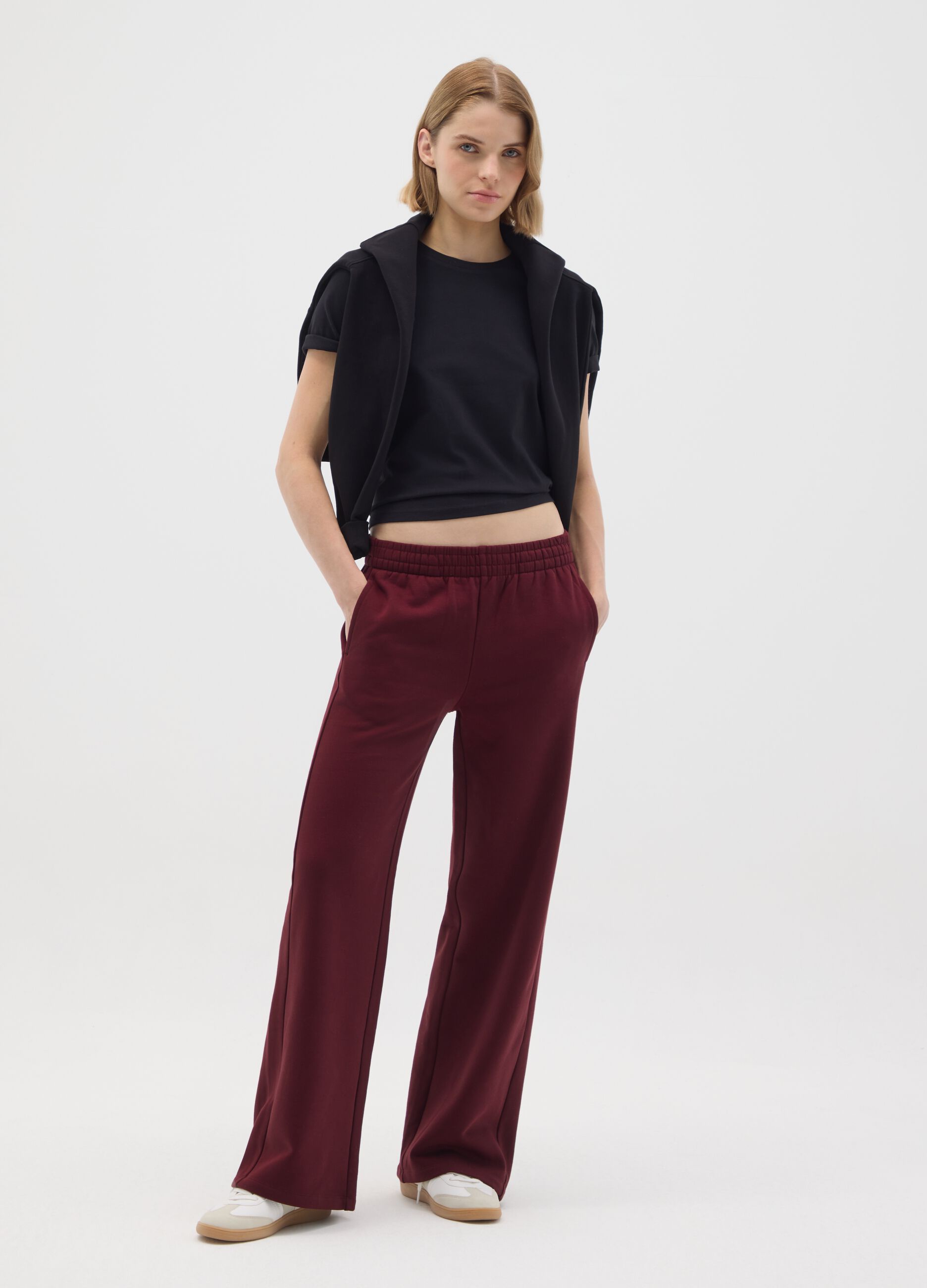 Pantaloni in misto cotone rossi relaxed