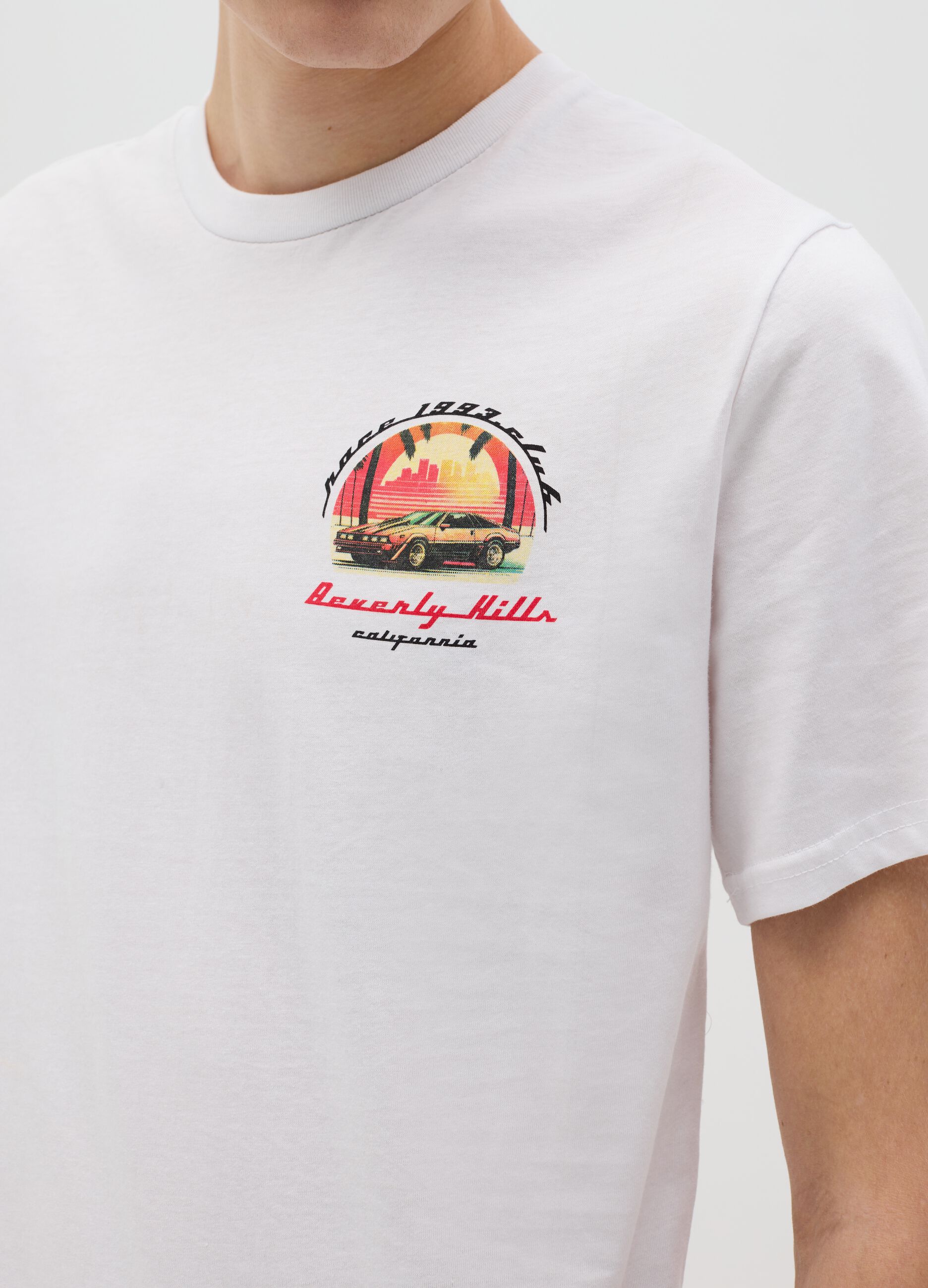 Cotton T-shirt with "Beverly Hills Race" print