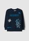 Felpa in misto cotone blu da bambino oversize fit con stampa Sonic_0