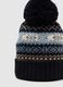 Multicolour kids' beanie with pompom and geometric pattern_2