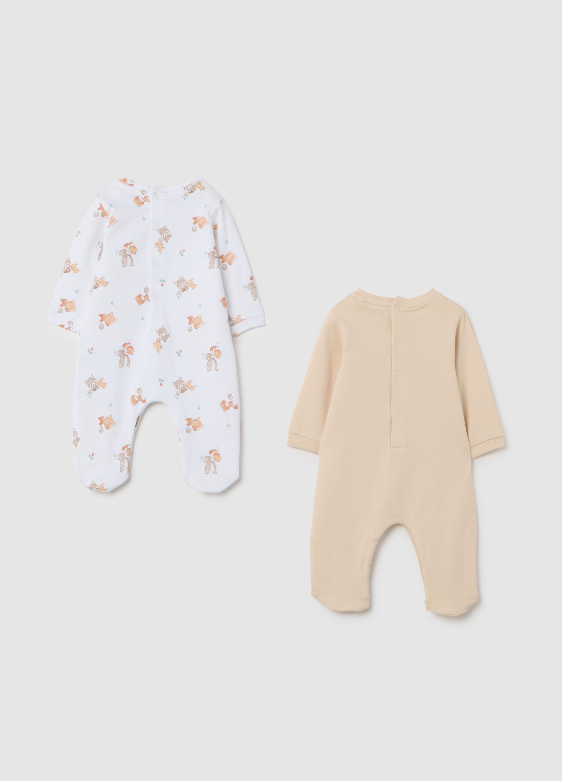 Beige cotton baby romper
