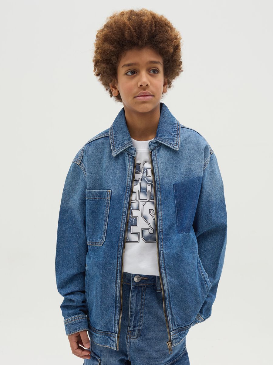 Giacca full-zip in denim_0