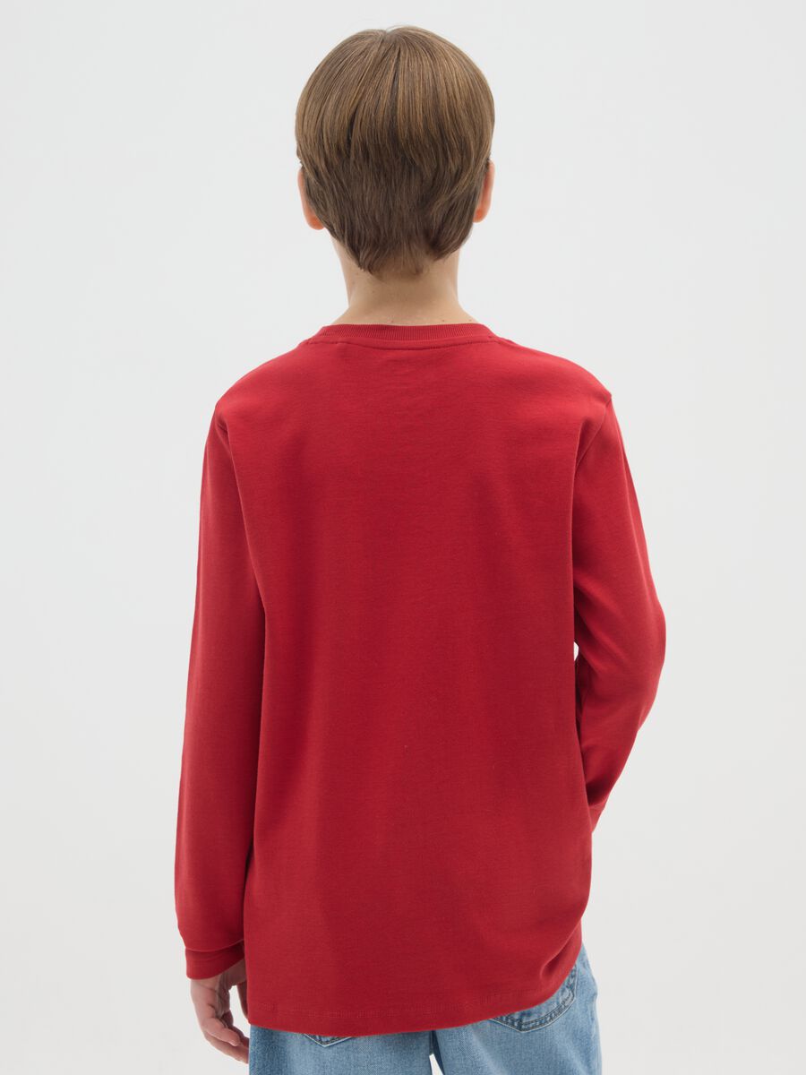 Boys' long sleeve red t-shirt in pure cotton regular fit_1